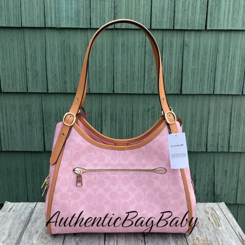 Coach Erin Shoulder Bag In Signature Canvas With Charms Purse Powder Pink